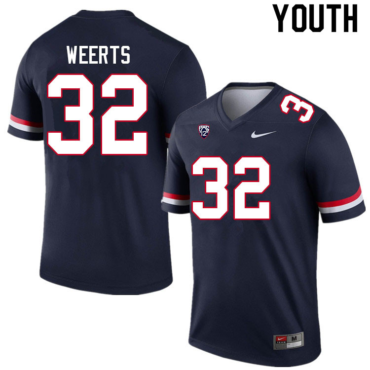 Youth #32 Matt Weerts Arizona Wildcats College Football Jerseys Sale-Navy